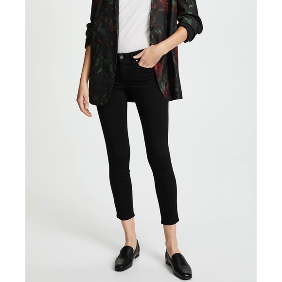 PAIGE Jeans Black Elaine High Rise Denim Raw Hem Jeans Size 25 - Picture 17 of 17